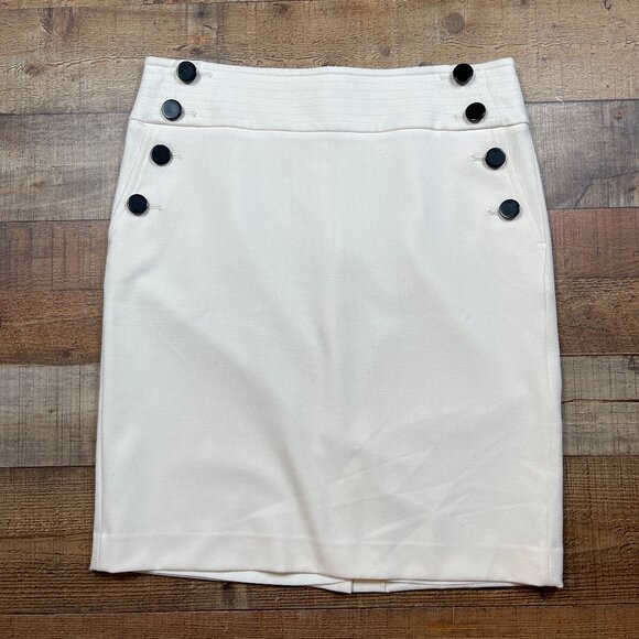 LOFT Dresses & Skirts - LOFT Cream with Black Buttons Lined Skirt size 12